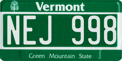 VT license plate NEJ998