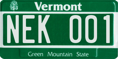 VT license plate NEK001