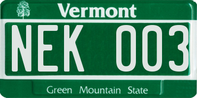 VT license plate NEK003