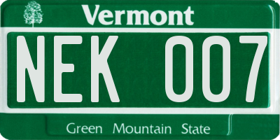 VT license plate NEK007