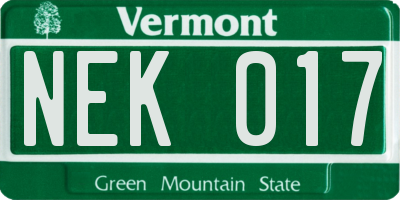 VT license plate NEK017