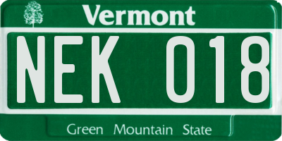 VT license plate NEK018
