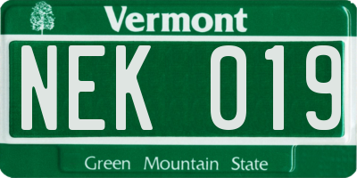 VT license plate NEK019