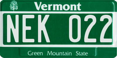 VT license plate NEK022
