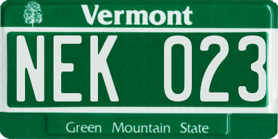 VT license plate NEK023