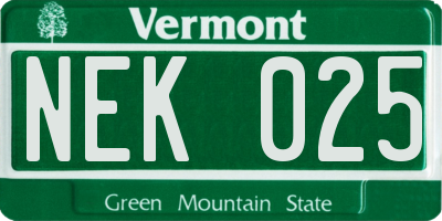 VT license plate NEK025