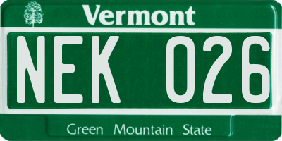 VT license plate NEK026