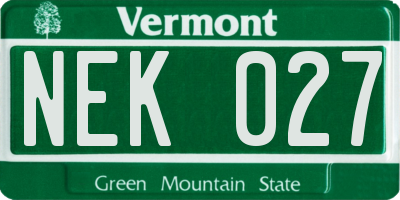 VT license plate NEK027