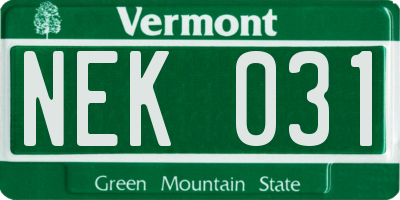 VT license plate NEK031