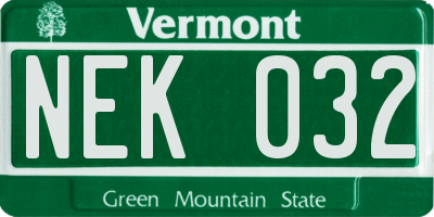 VT license plate NEK032