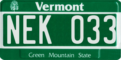 VT license plate NEK033