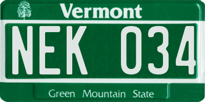 VT license plate NEK034