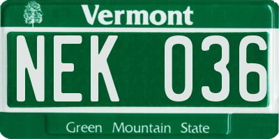 VT license plate NEK036