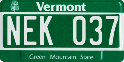 VT license plate NEK037