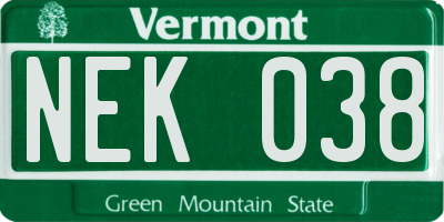 VT license plate NEK038
