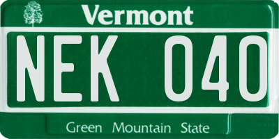 VT license plate NEK040