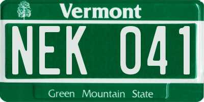 VT license plate NEK041