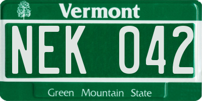 VT license plate NEK042