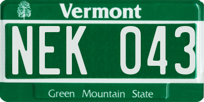 VT license plate NEK043