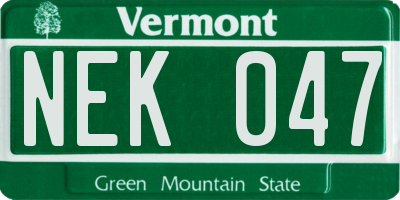 VT license plate NEK047