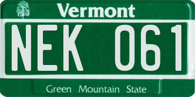 VT license plate NEK061