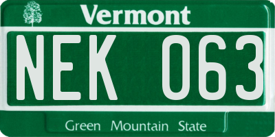 VT license plate NEK063