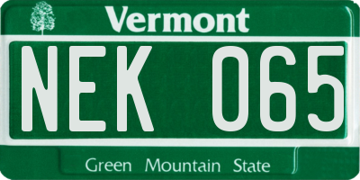 VT license plate NEK065