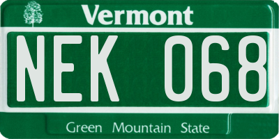 VT license plate NEK068