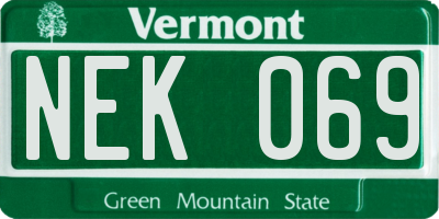 VT license plate NEK069