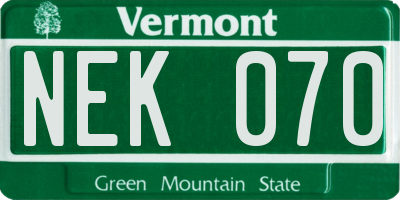 VT license plate NEK070