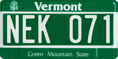 VT license plate NEK071