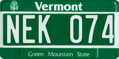 VT license plate NEK074