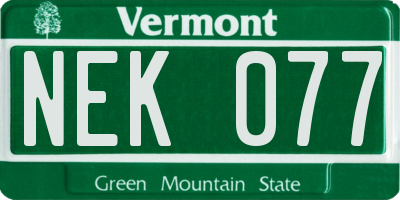 VT license plate NEK077