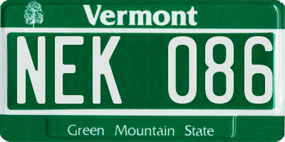 VT license plate NEK086