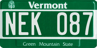 VT license plate NEK087