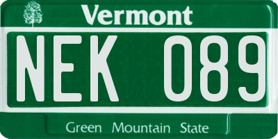 VT license plate NEK089