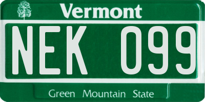 VT license plate NEK099