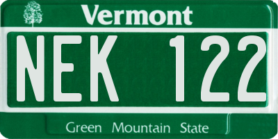 VT license plate NEK122