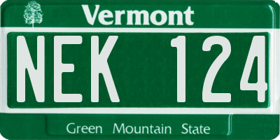 VT license plate NEK124