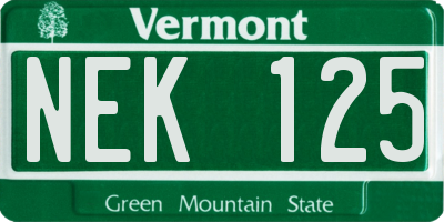 VT license plate NEK125