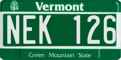 VT license plate NEK126