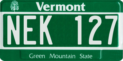 VT license plate NEK127