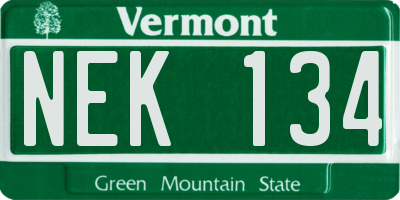 VT license plate NEK134