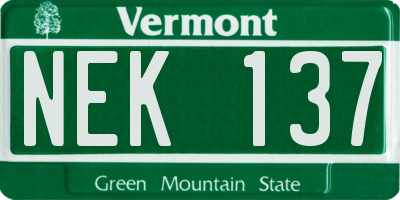 VT license plate NEK137
