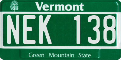 VT license plate NEK138