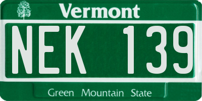 VT license plate NEK139