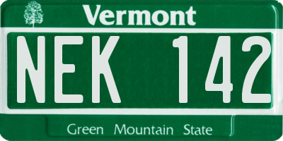 VT license plate NEK142