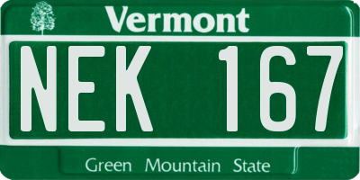 VT license plate NEK167