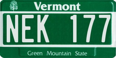 VT license plate NEK177