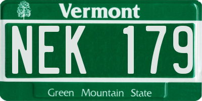 VT license plate NEK179
